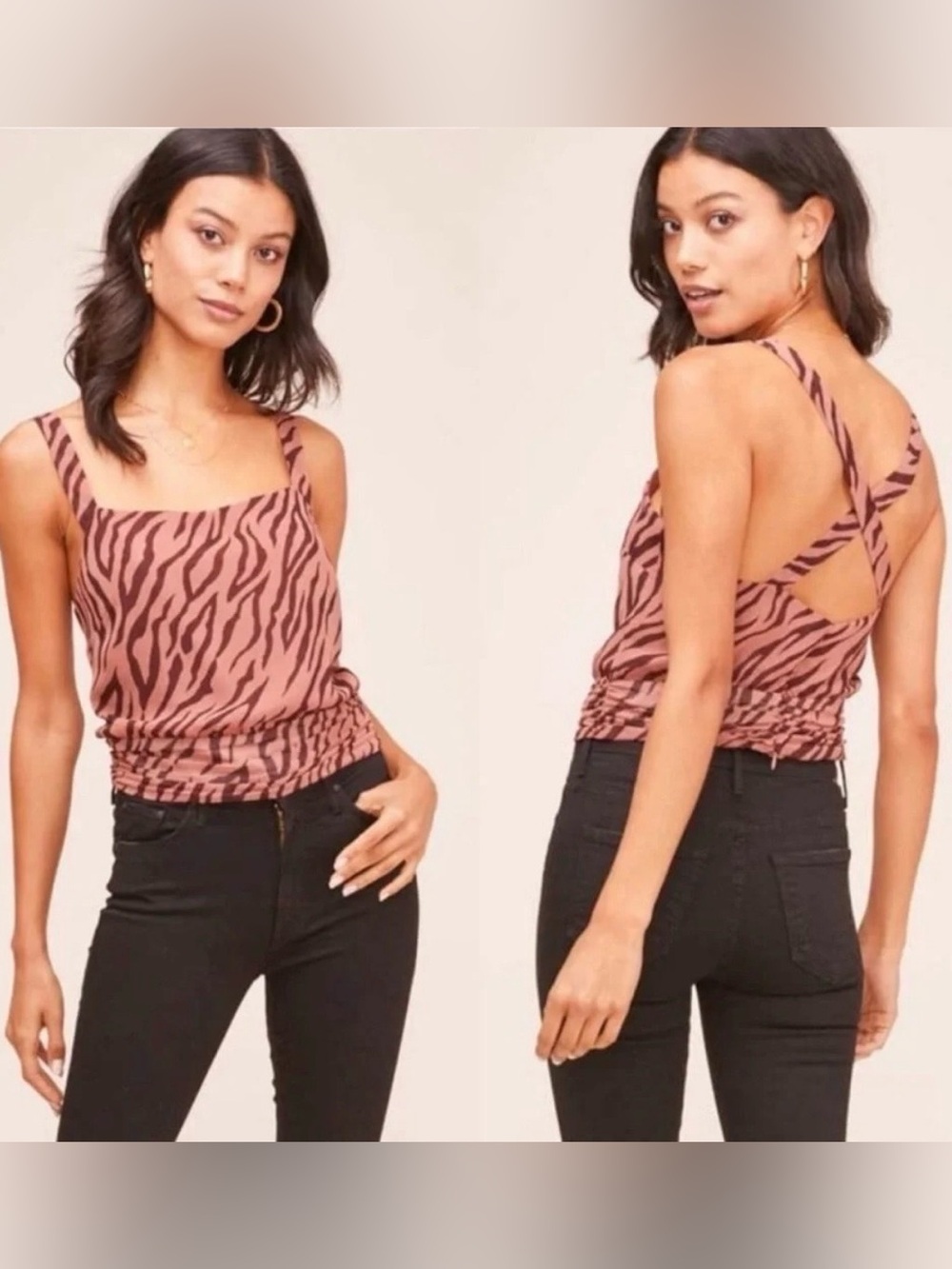 ASTR The Label Zebra Print Tank Top Size S